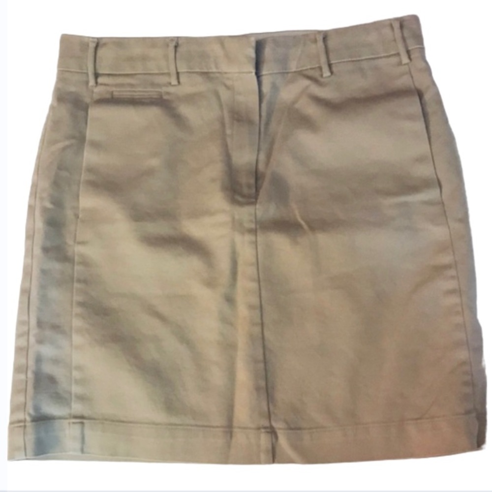 🌟FREE🌟 MNG Mango Khaki Chino Pencil Office Mini Skirt Beige Tan Stretch Y2K Work